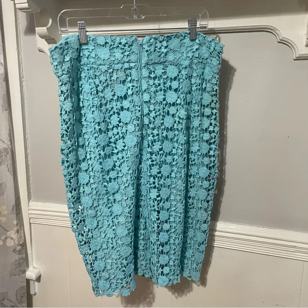 Roberto Cavalli ‘Class’ Turquoise Lace Crochet Pencil Skirt Size 14 (IT 48) - Picture 3 of 12